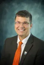 Man wearing blue suit