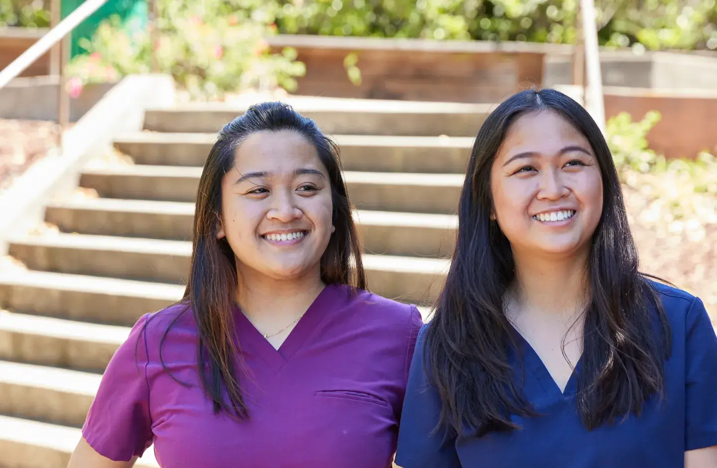 Two students outside on the SMU Oakland Campus