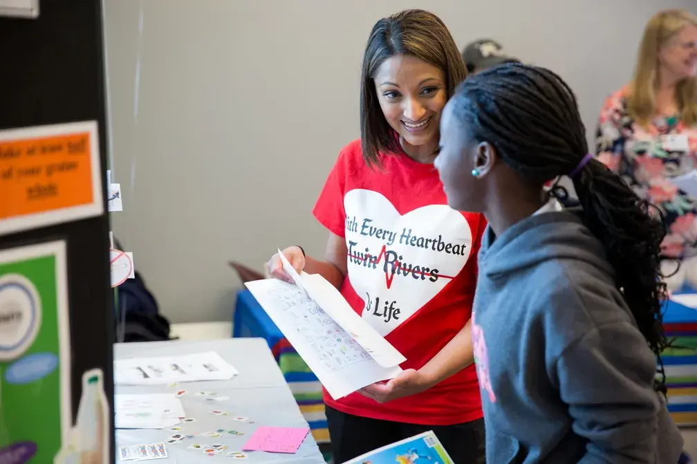 Student at health fair