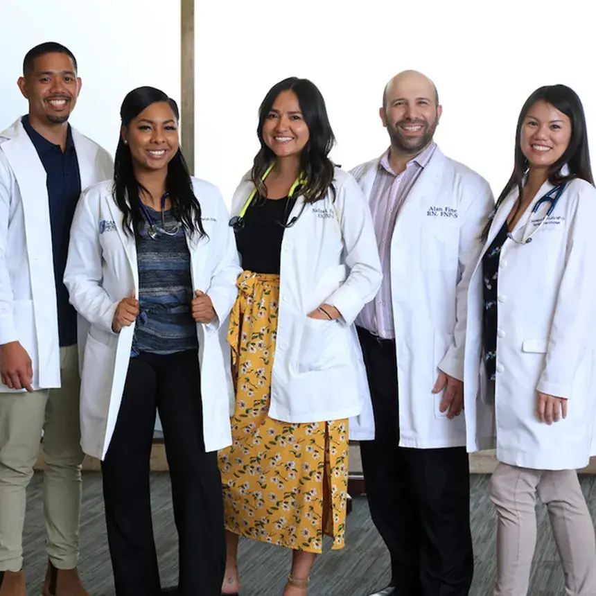 Students in white coats