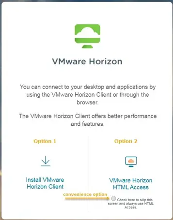 Screenshot of VMWare Horizon