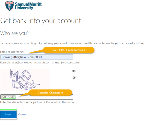 Screenshot of Self Service Password Reset