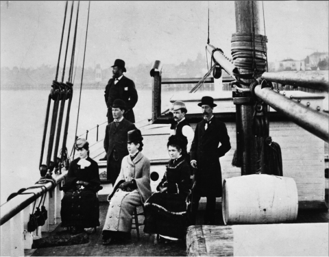 Merritt family on the deck of a boat.