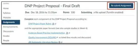 Screenshot of Canvas option to "re-submit assignment." 