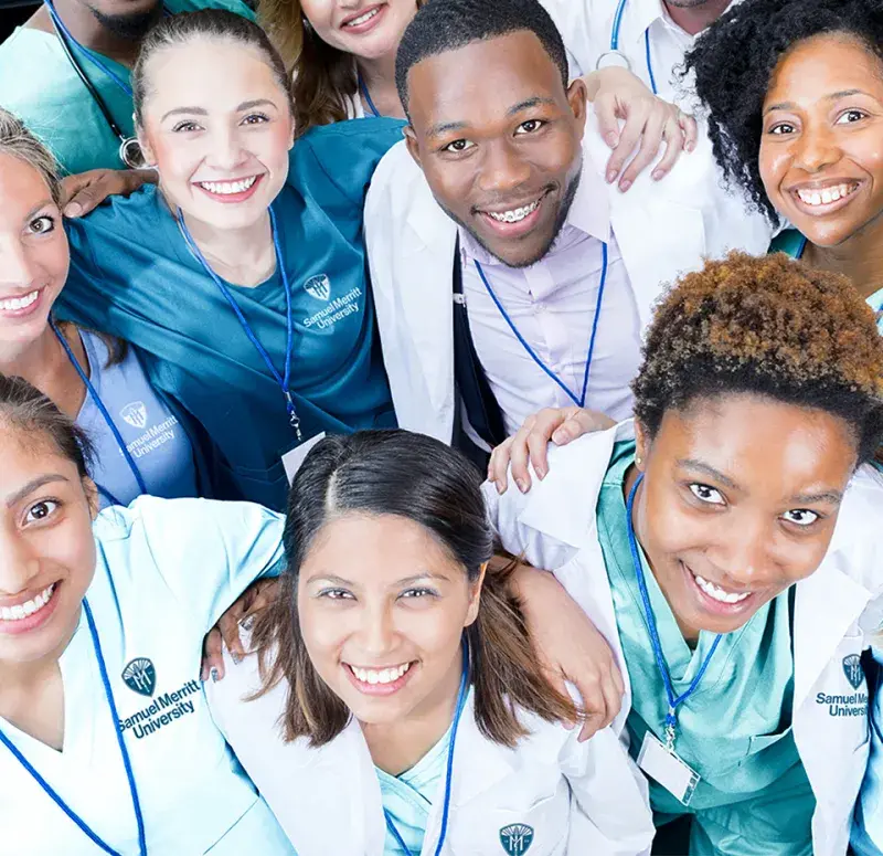 Students in scrubs new logo