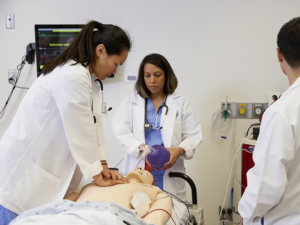 Students working in the simulation lab