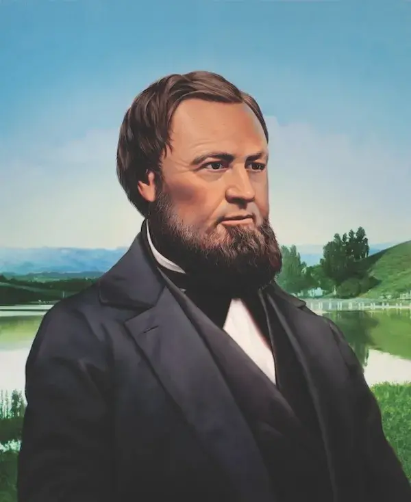 Color portrait of Dr. Samuel Merritt against a landscape background.